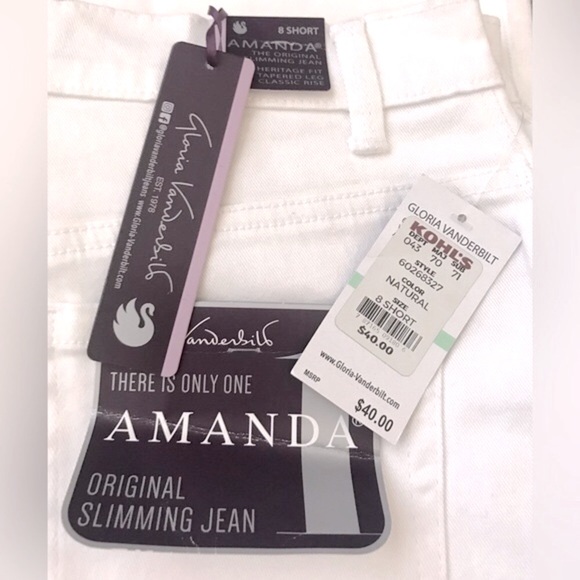 Gloria Vanderbilt Amanda White Jeans 8 Short 28” Inseam Classic Rise 11” - Picture 2 of 6